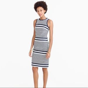 J. Crew sheath dress in striped navy tweed